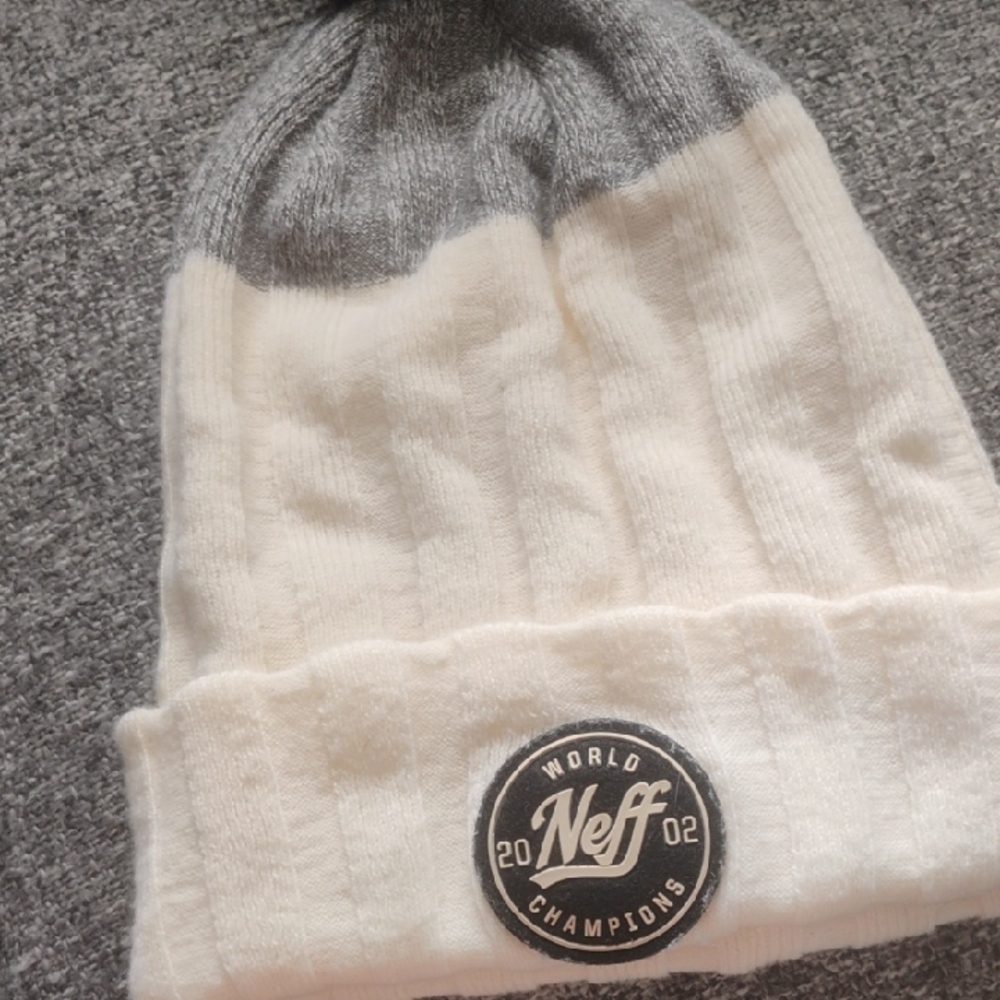 Neff Gray and White Winter Beanie Knit Hat